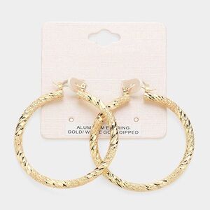Gold Dipped Textured Hoop Statement Earrings